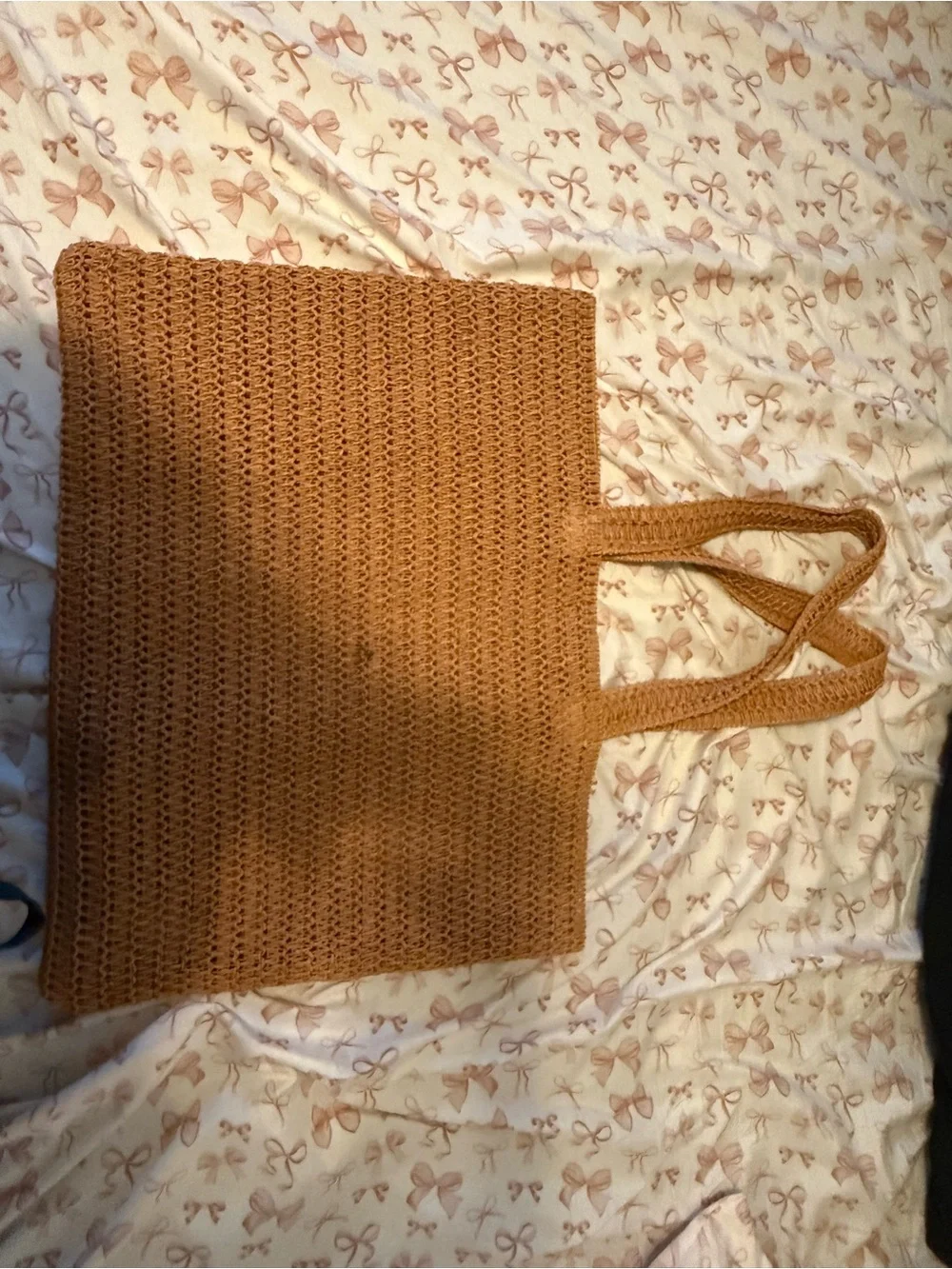 Burberry Woven Tote Bag in Camel Brown
